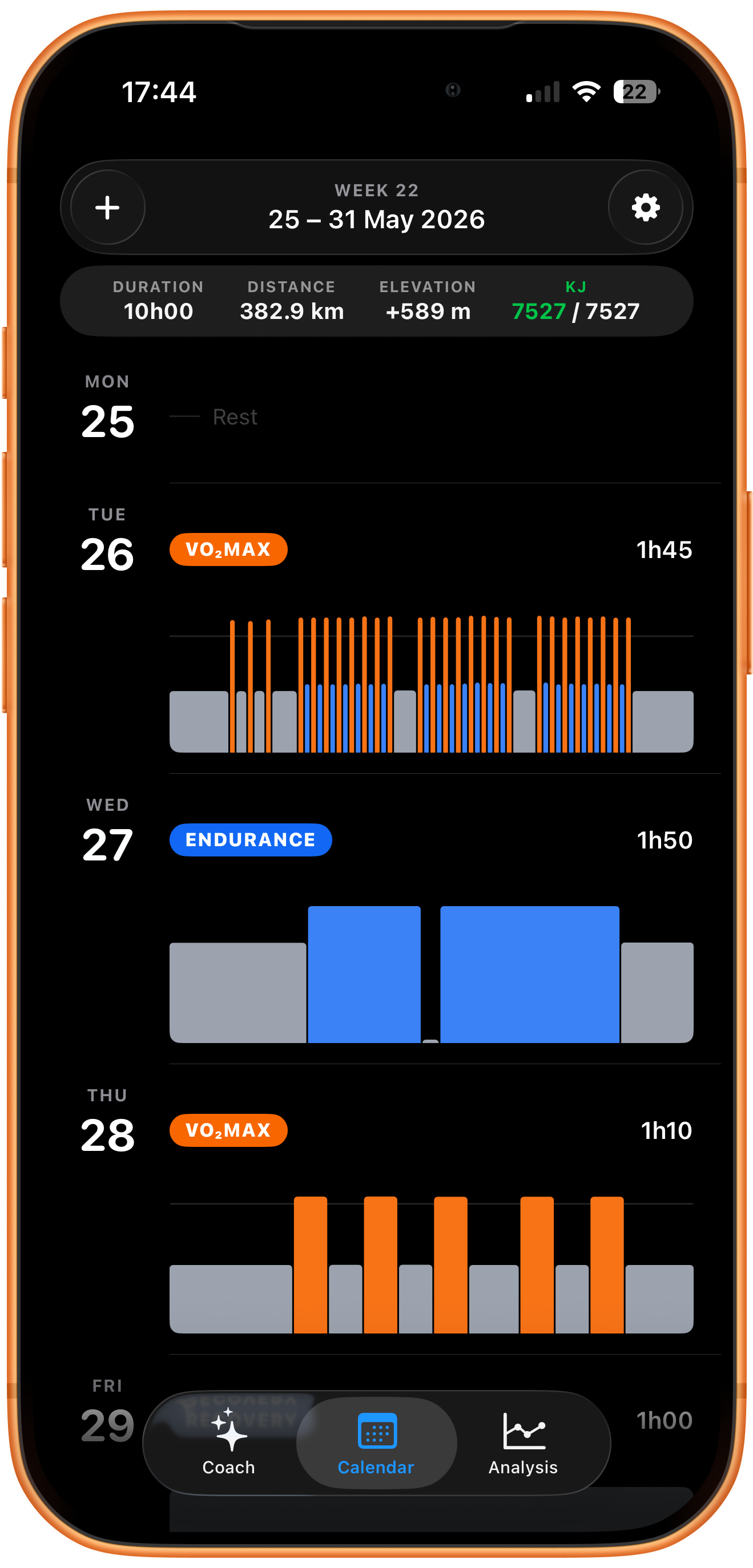 Training calendar