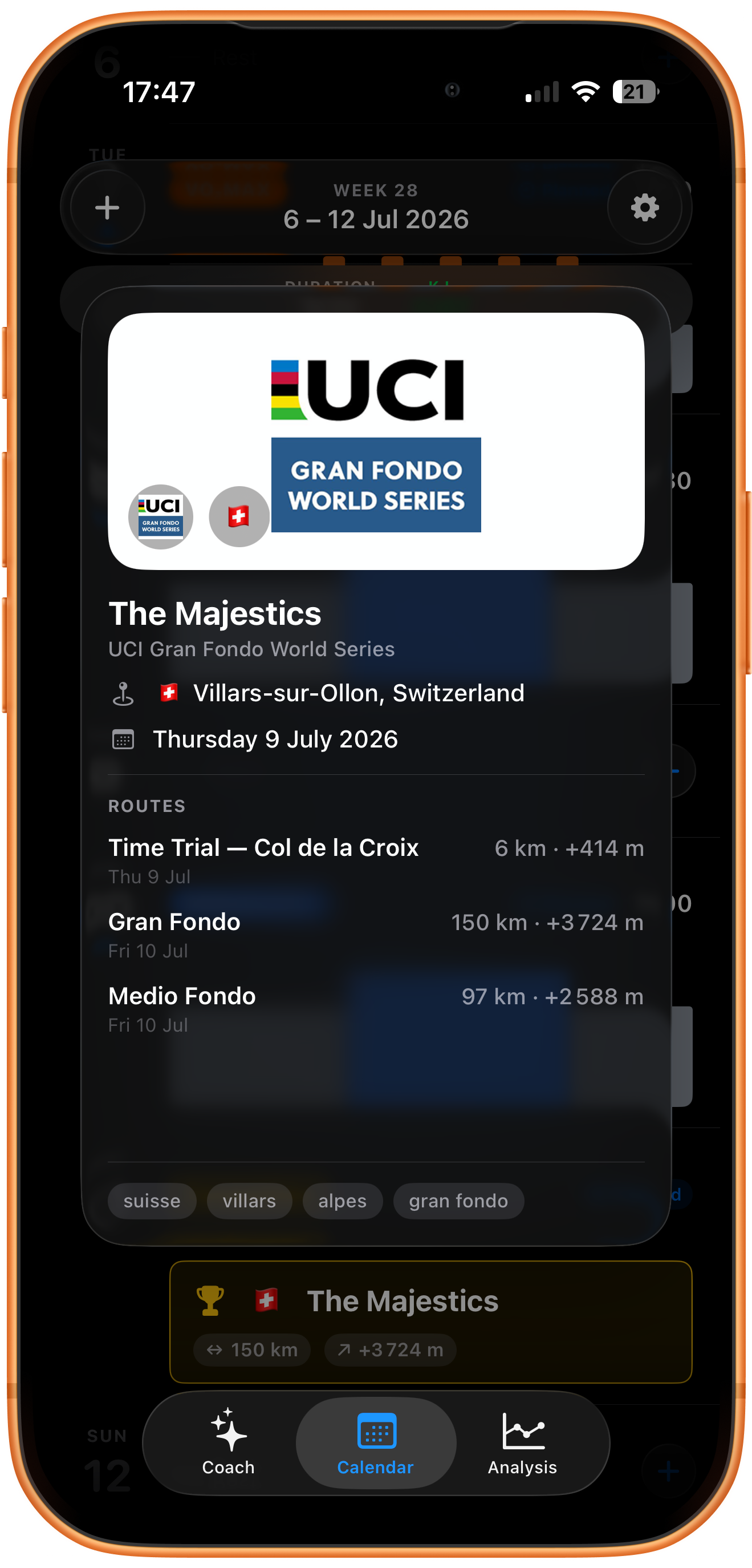 Race in the calendar