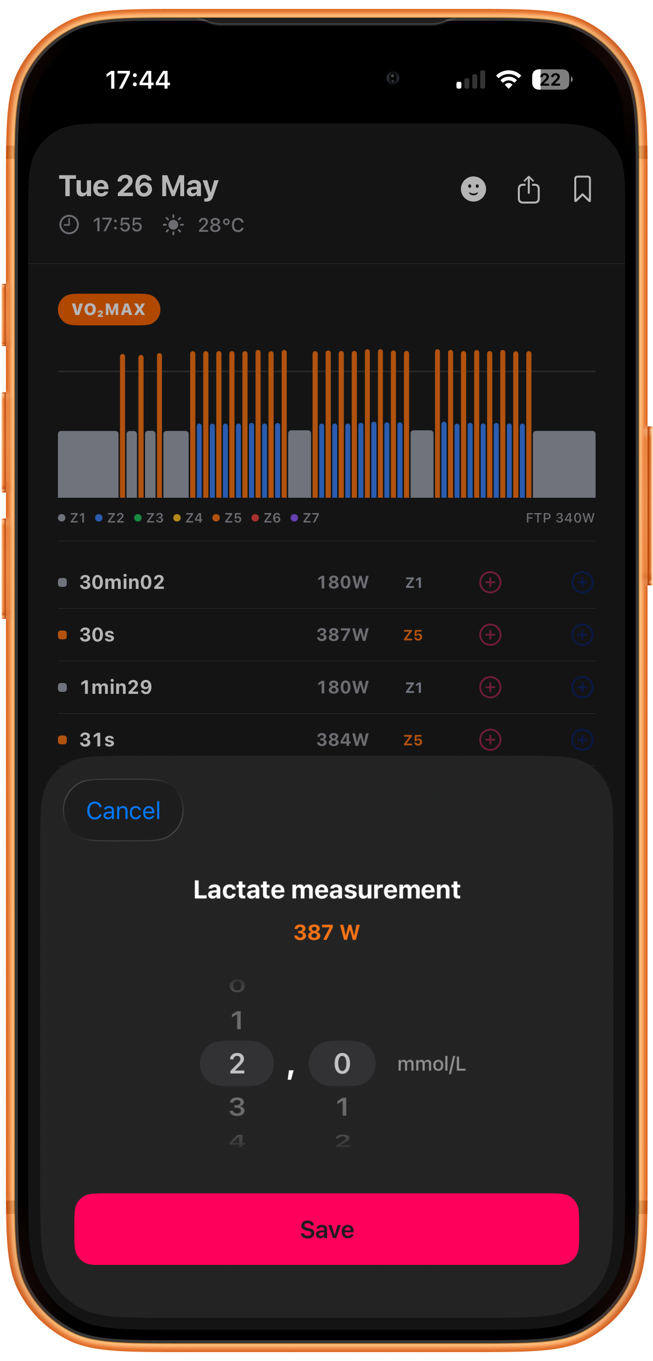 Adding a lactate measurement