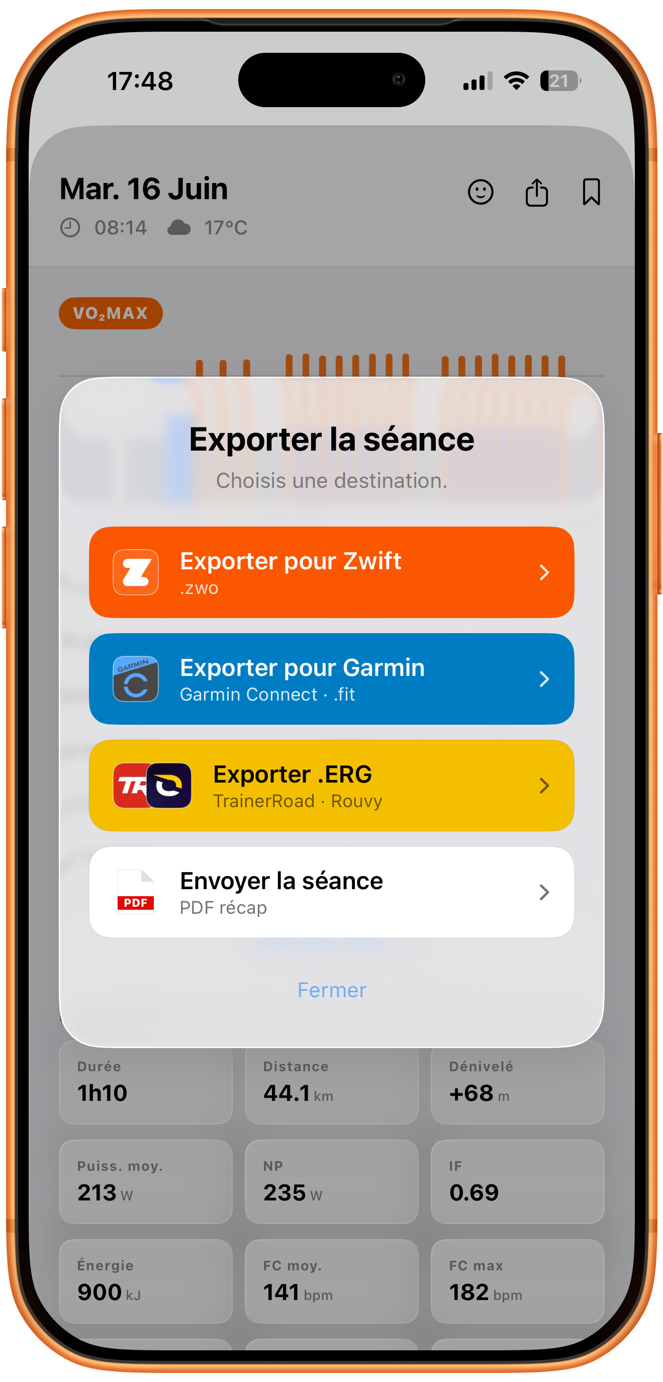 Exporter une séance